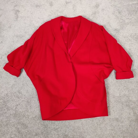 Liptons Women's Blazer Size M Red Wool Cashmere Business Casual Academia Elegant - Picture 7 of 14